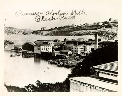 [View of Pioneer Woolen Mills at Black Point from foot of Van Ness Avenue]