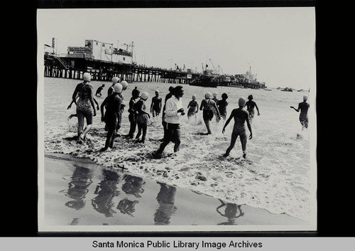 Santa Monica Recreation Department Junior Girls Life Guards at Santa Monica Beach on August 31, 1955