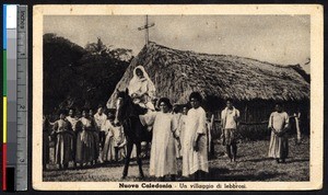 Missionary sister visits a village afflicted by leprosy, New Caledonia, ca.1900-1930