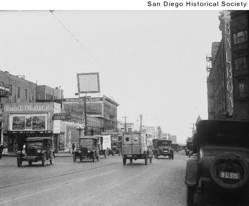 The Palace and Balboa theaters looking south at 4th and E streets