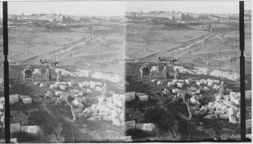 Jerusalem from S. from Hill of Evil Counsel Across Valley of Kinnom - Palestine, Asia