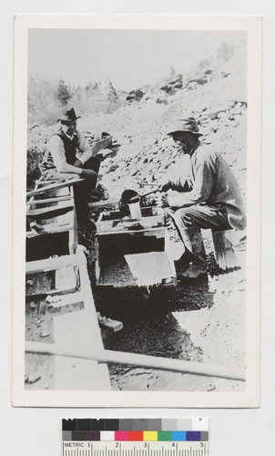 [postcard showing Chinese miner with sluice box]