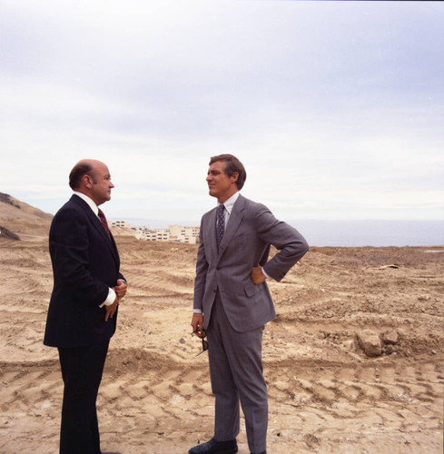 Chancellor M. Norvel Young and President William Banowsky Posing on the Newly Built Malibu Campus