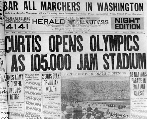 Headline, 1932 Olympic Games