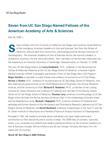 Seven from UC San Diego Named Fellows of the American Academy of Arts & Sciences