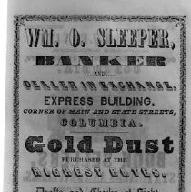 Columbia Directory, ad for William O. Sleeper, Banker