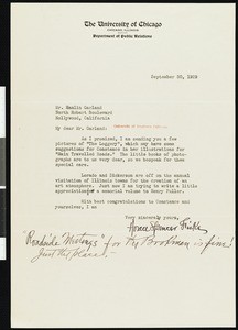 Horace Spencer Fiske, letter, 1929-09-30, to Hamlin Garland
