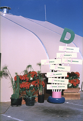 Temporary pavilion with colorful plants