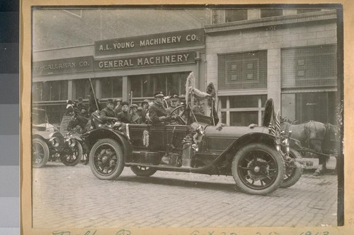 Balboa Parade Oct. 22-25-1913. Chief Murphy in auto of S.F.F. [San Francisco Fire] Dept