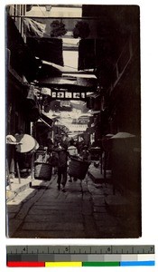Street lined with shops, Chao'an, China, ca.1913-1923