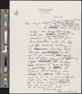 Hamlin Garland, letter, 192?-11-10, to Major White