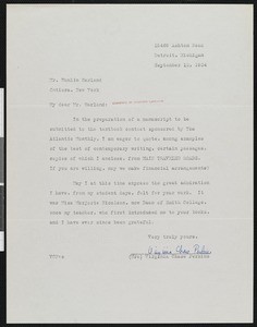 Virginia Chase Perkins, letter, 1934-09-12, to Hamlin Garland