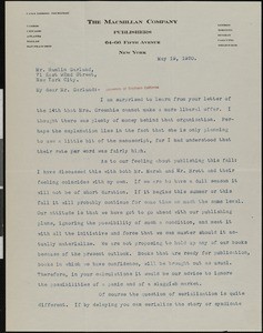 Harold Strong Latham, letter, 1920-05-19, to Hamlin Garland