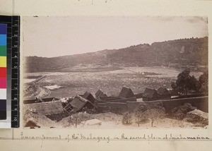 Distant view of Royal Encampment, Imahamasina, Madagascar ca. 1870