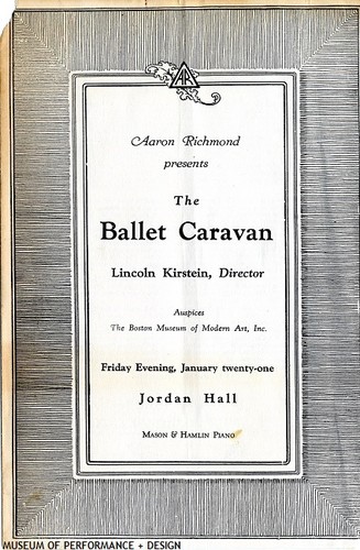 Program of the Ballet Caravan at Jordan Hall, Boston, MA, January 21, 1938