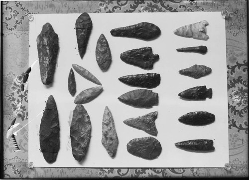 View of collection of arrowheads