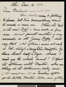 Henry Blake Fuller, letter, 1916-12-16, to Hamlin Garland