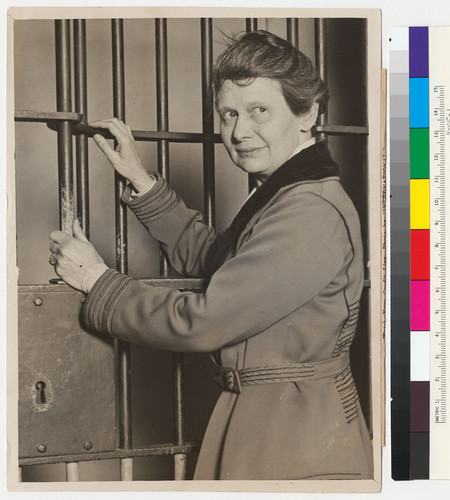 Prominent clubwoman and welfare worker [Charlotte Whitney] in prison cell