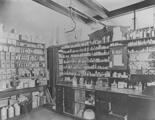 Dittmer's Mission Pharmacy Prescription Department in Orange, California, ca. 1906