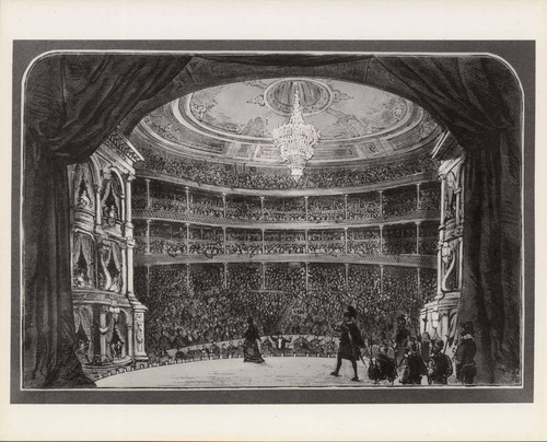 [Photograph of drawing of the interior of the Grand Opera House]