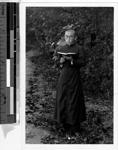 Major seminarian reading a book, Korea, ca. 1920-1940