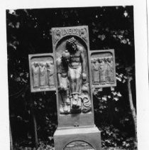 Close-up view of a headstone in the cemetery at Mission San Jose in Santa Clara, California State Landmark #334, Santa Clara County