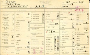 WPA household census for 325 S BUNKER HILL, Los Angeles