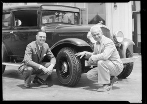 Ralph DePalma and tires, Southern California, 1932