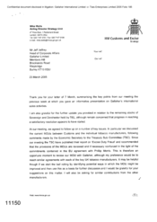 [Letter from Mike wells to Jeff Jeffrey regarding the update provided in relation to the remaining stocks of Sovereign and Dorchester held by TEL]