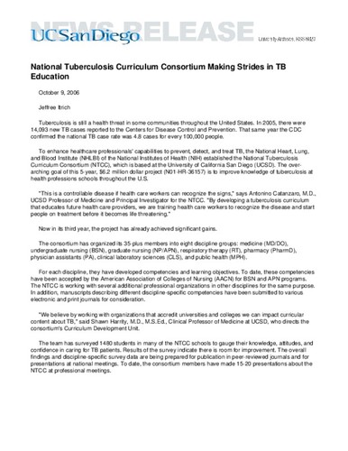 National Tuberculosis Curriculum Consortium Making Strides in TB Education
