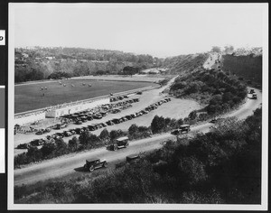 Birdseye view of polo field, ca.1930