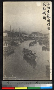 Boats floating on the Shanghai waterfront, Shanghai, China, ca.1904