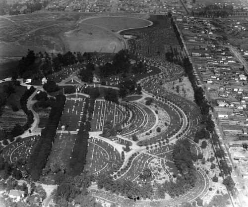 Calvary Cemetery, aerial view
