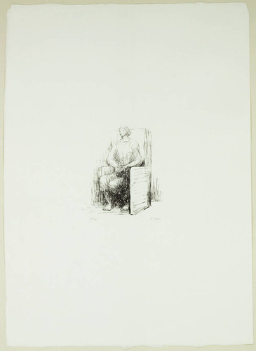 Seated woman in armchair
