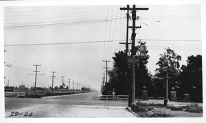 Looking southwesterly on Culver Boulevard at Centinela Boulevard, Los Angeles County, 1929