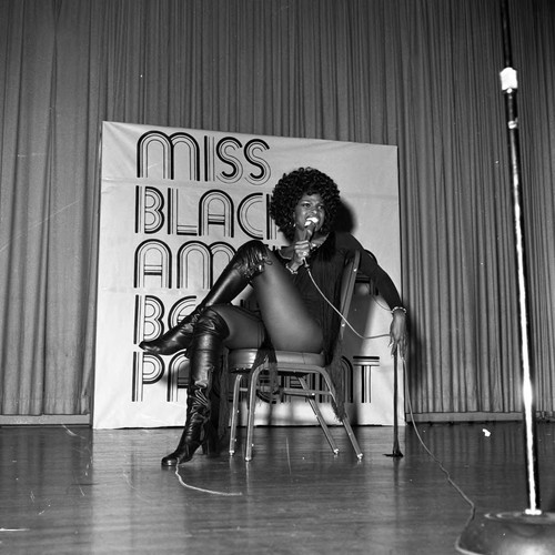 Miss Black America Beauty Pageant contestant Diane Jackson performing, Atlantic City, 1972