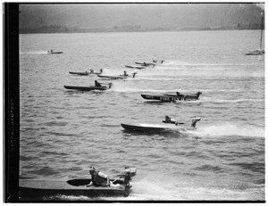 Several motorboats racing at Los Angeles Harbor, ca.1928