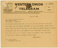 Telegram from Julia Morgan to William Randolph Hearst, May 15, 1926