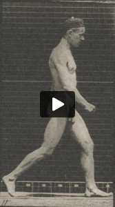 Nude man walking