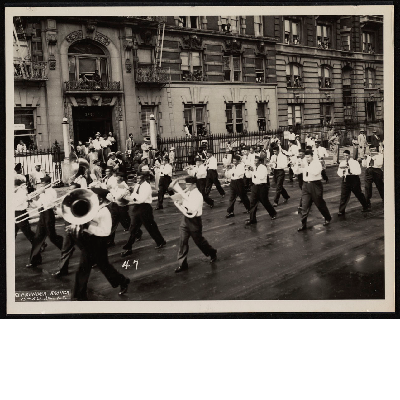 Professor Hulbert Finlay's Band marching in parade