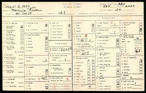 WPA household census for 127 WEST 110TH STREET, Los Angeles County