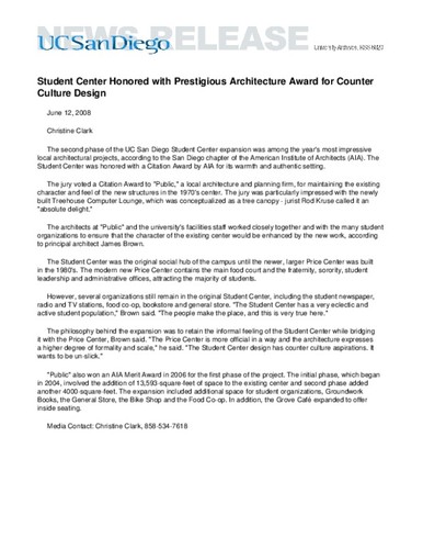 Student Center Honored with Prestigious Architecture Award for Counter Culture Design