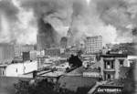 [View of city burning. Looking southeast from Nob Hill toward Call Building, center] (2 views)