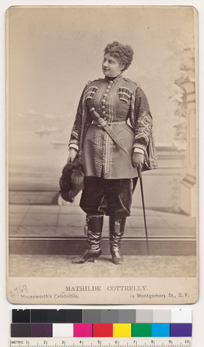 [Portrait of Mathilde Cottrelly in military uniform with sword.]