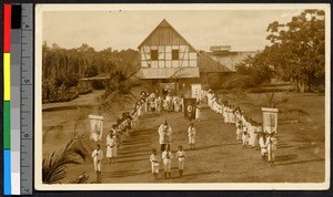 People marching in a religious procession, India, ca.1920-1940