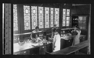 Women working in chemistry lab, Nanjing, Jiangsu, China, ca.1918