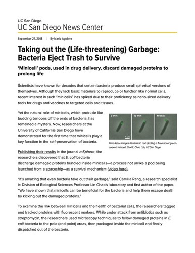Taking out the (Life-threatening) Garbage: Bacteria Eject Trash to Survive