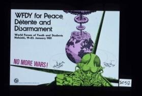 WFDY for Peace, Detente and Disarmament. World Forum of Youth and Students, Helsinki, 19 - 23 January 1981. No more wars!