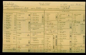 WPA household census for 749 GARLAND AVENUE, Los Angeles