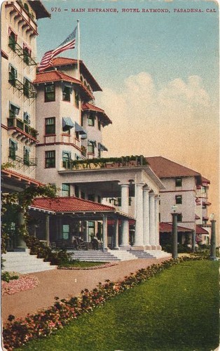 Main Entrance, Raymond Hotel - Colored Postcard